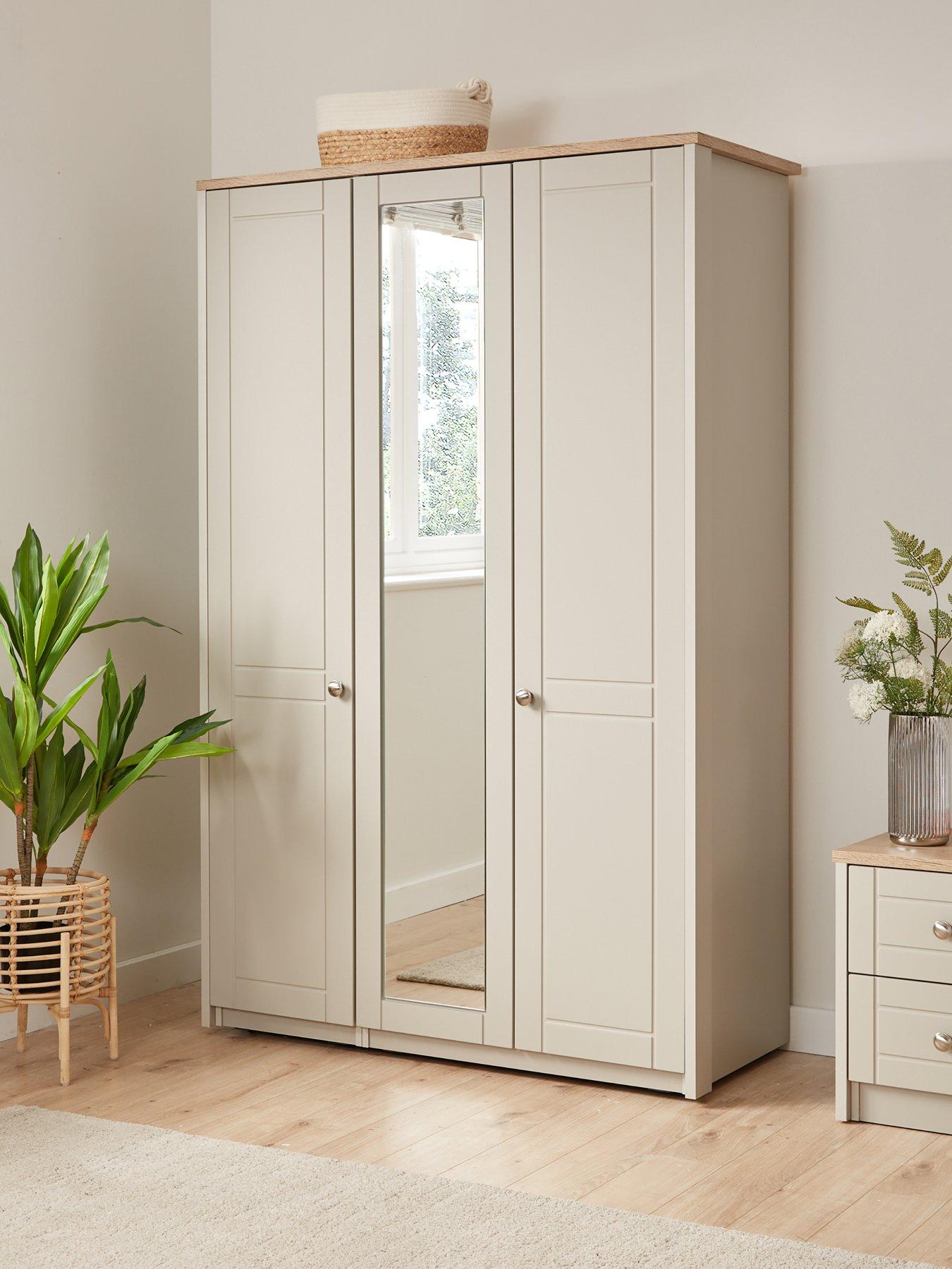 undefined Alderley Part Assembled 3 Door Mirrored Wardrobe