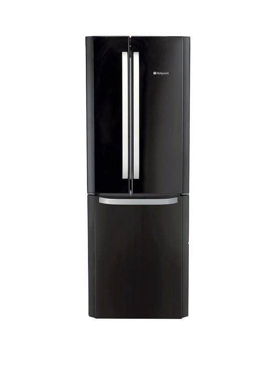 front image of hotpoint-day1-ffu3dk-total-no-frost-american-style-70cm-wide-fridge-freezer-black