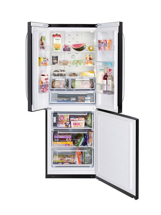 stillFront image of hotpoint-day1-ffu3dk-total-no-frost-american-style-70cm-wide-fridge-freezer-black