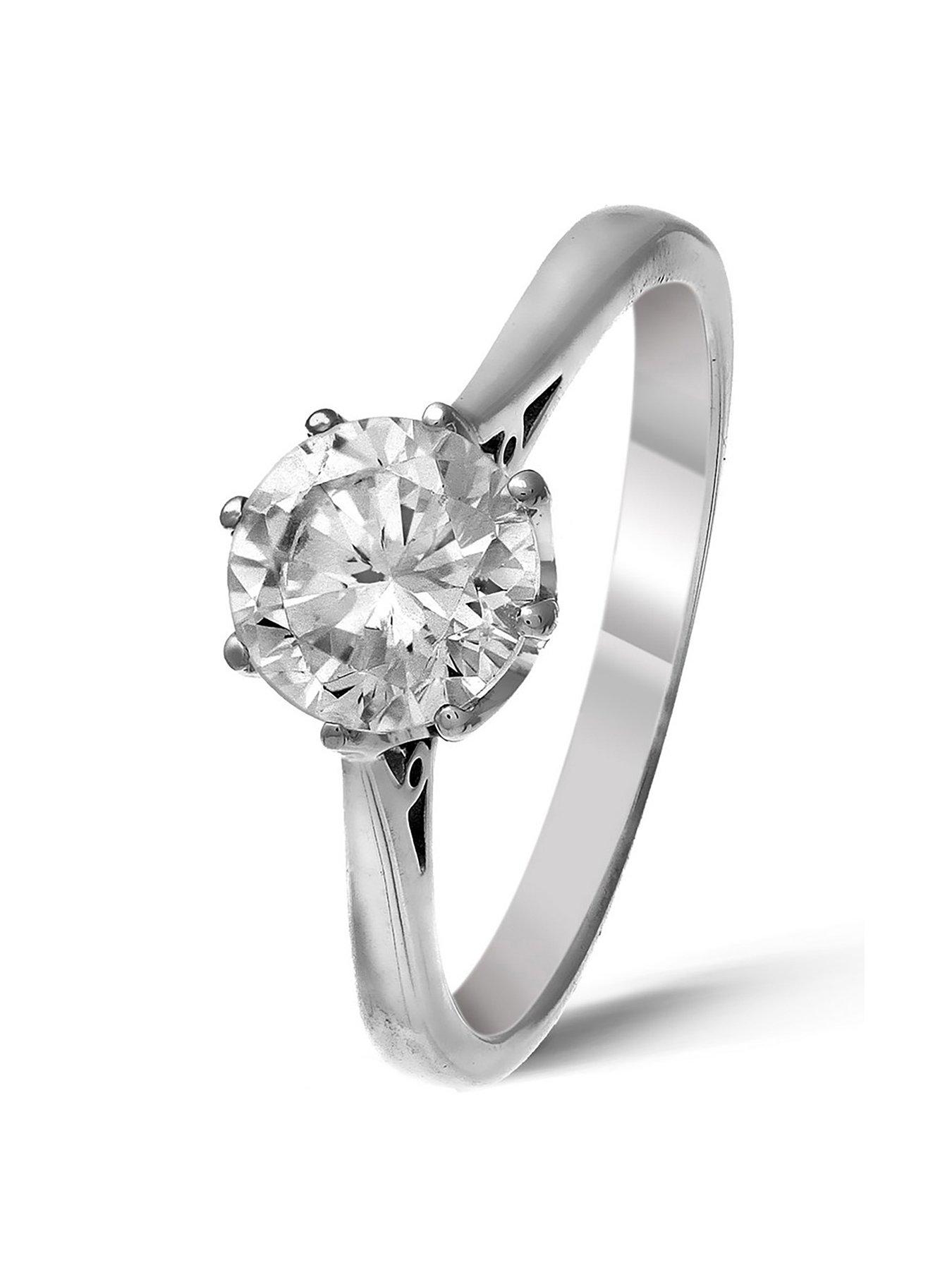 Love DIAMOND 18 Carat White Gold 1 Carat Brilliant Cut Diamond Solitaire Ring