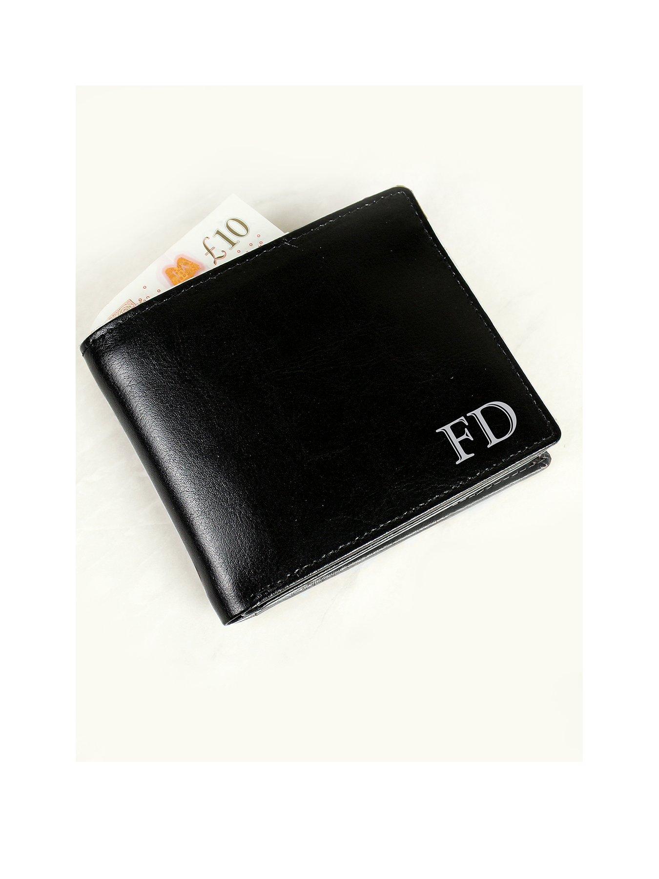 Image 1 of 2 of The Personalised Memento Company Personalised Leather Wallet - Black