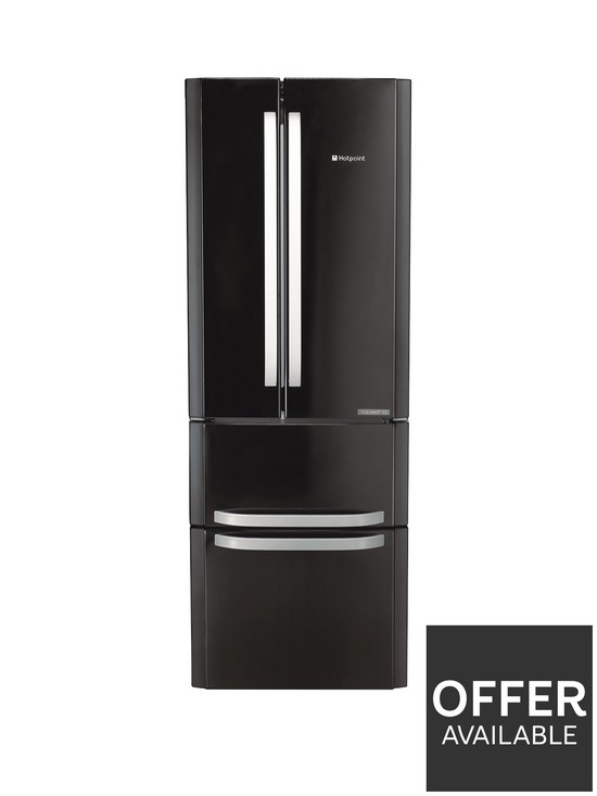 front image of hotpoint-ffu4dk1-american-style-70cm-wide-frost-free-fridge-freezernbsp--black