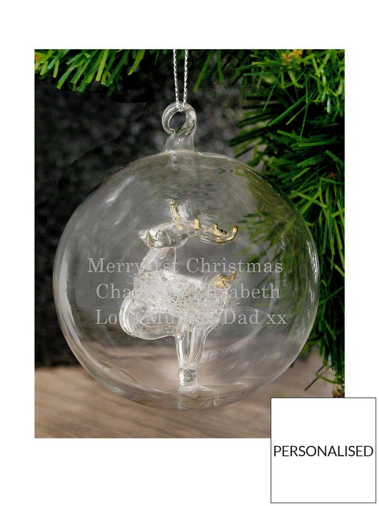 front image of the-personalised-memento-company-personalisednbspreindeer-glass-christmas-tree-bauble