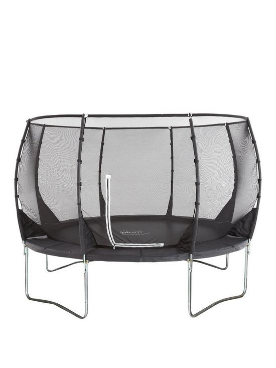 front image of plum-magnitude-12ft-trampoline-and-3g-enclosure