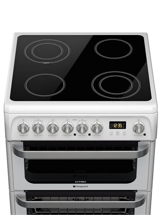 stillFront image of hotpoint-hue61ps-ceramic-double-oven-cooker