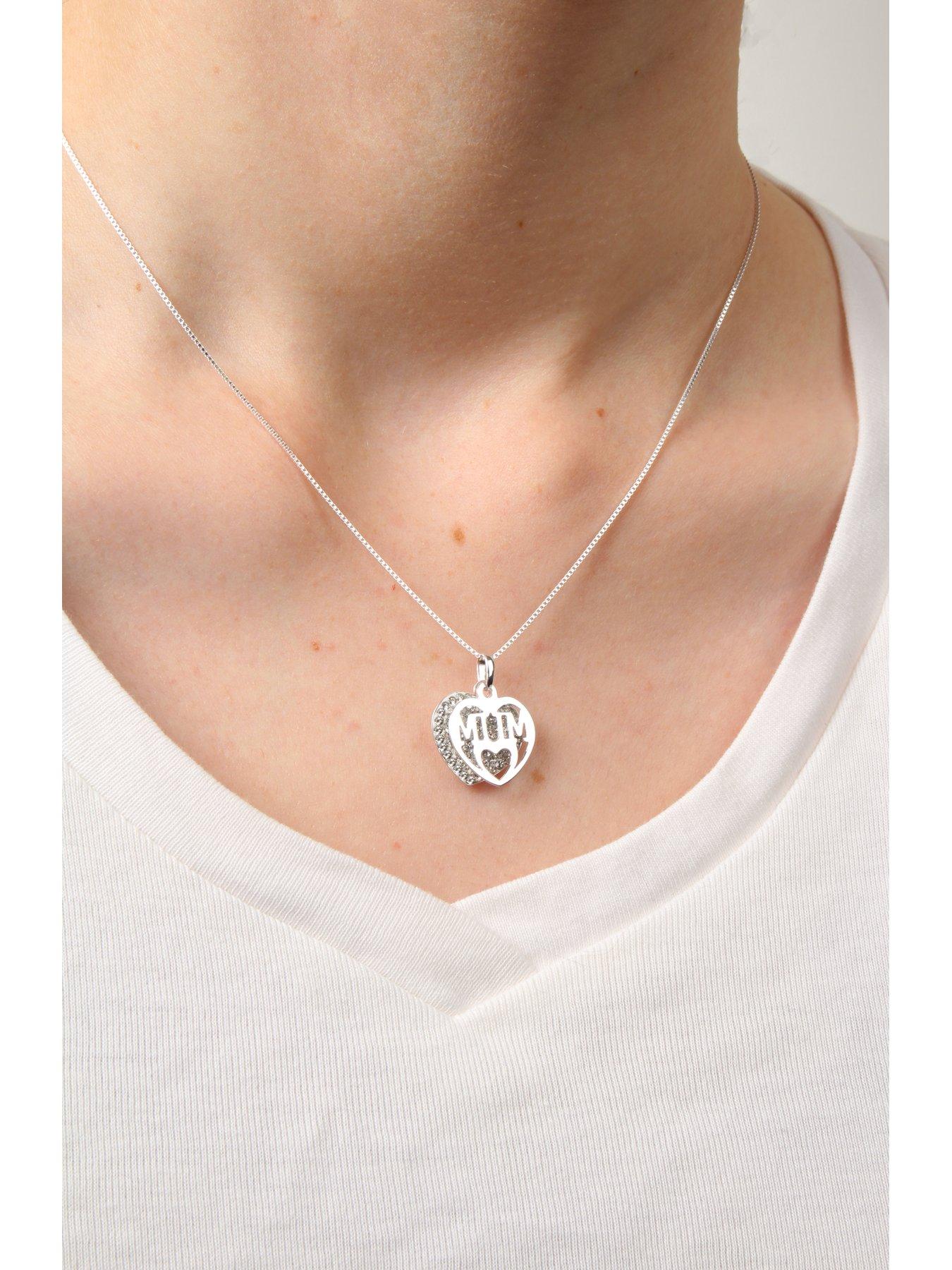 The Love Collection Sterling Silver Crystal Set Mum Pendant