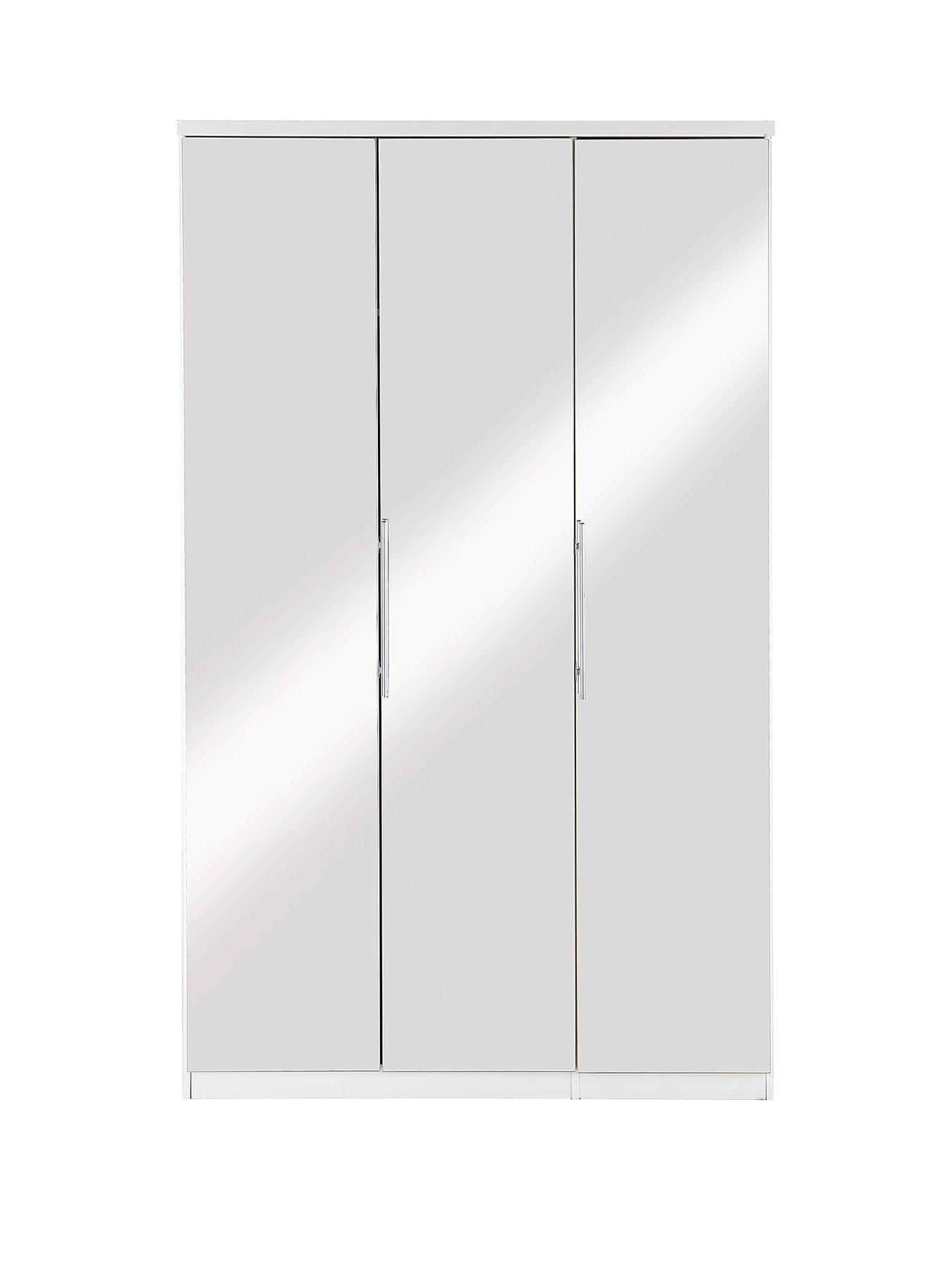 Glass Mirrored Wardrobe White Wardrobes Home Garden