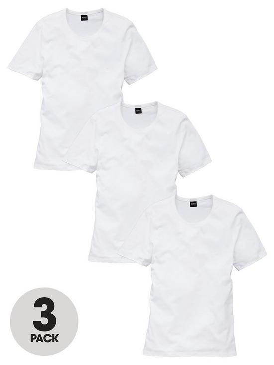 front image of boss-bodywear-core-3-pack-t-shirts-white
