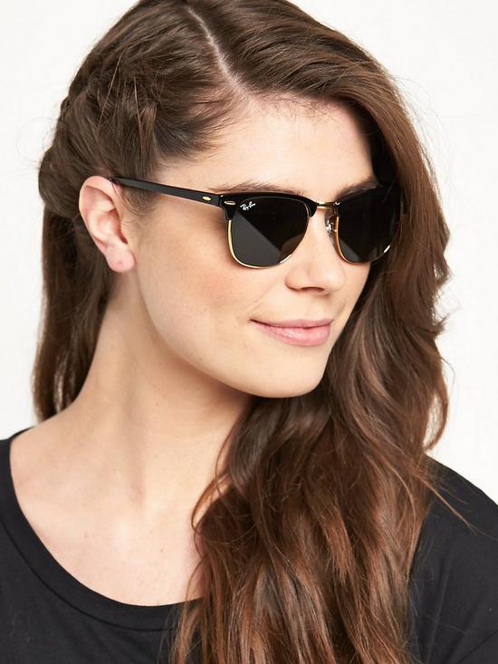 front image of ray-ban-clubmaster-sunglasses-black