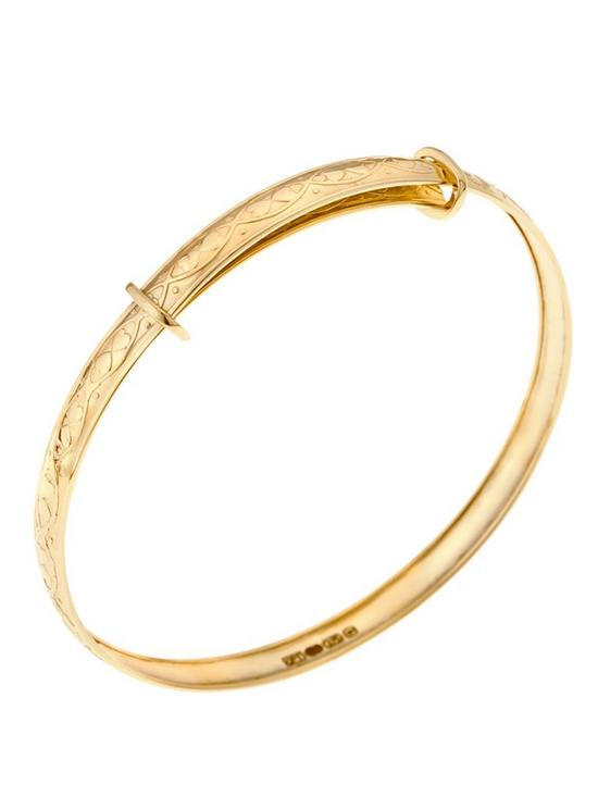 front image of love-gold-9-carat-yellow-gold-baby-double-heart-pattern-expander-bangle