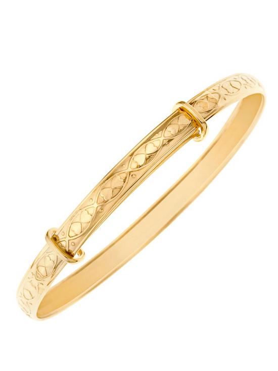 back image of love-gold-9-carat-yellow-gold-baby-double-heart-pattern-expander-bangle