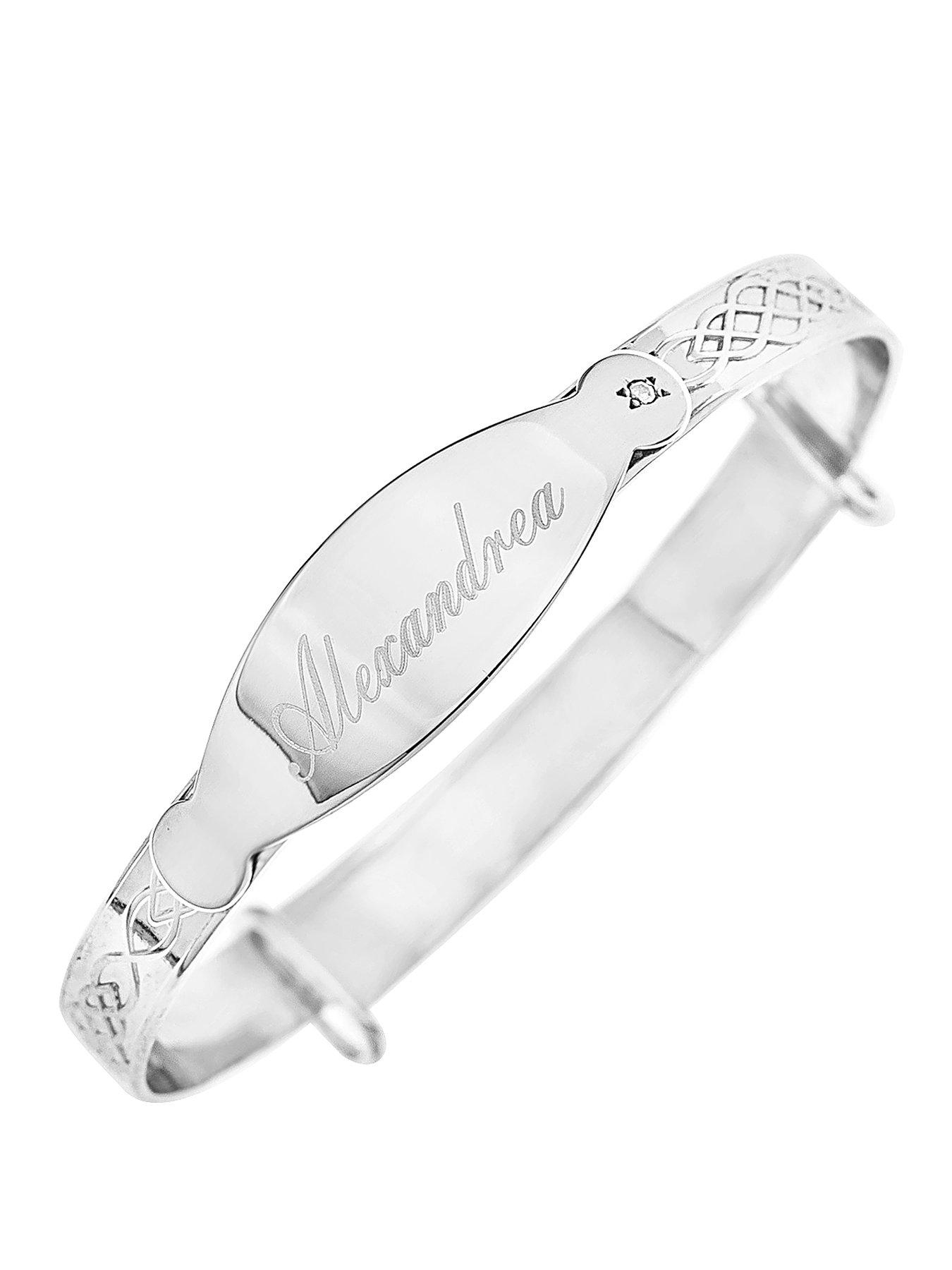 the-love-collection-sterling-silver-babiesnbspceltic-diamond-set-personalised-id-expander-bangle