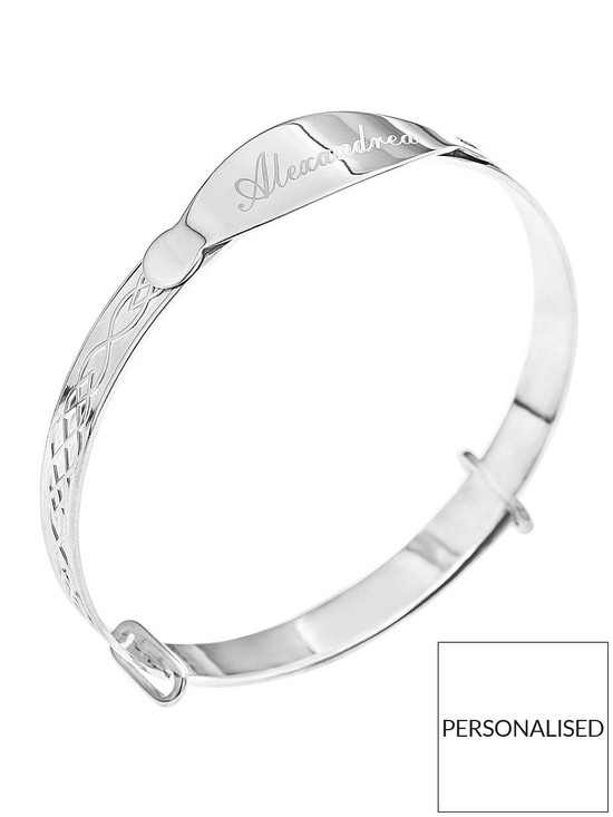 back image of the-love-silver-collection-sterling-silver-babiesnbspceltic-diamond-set-personalised-id-expander-bangle