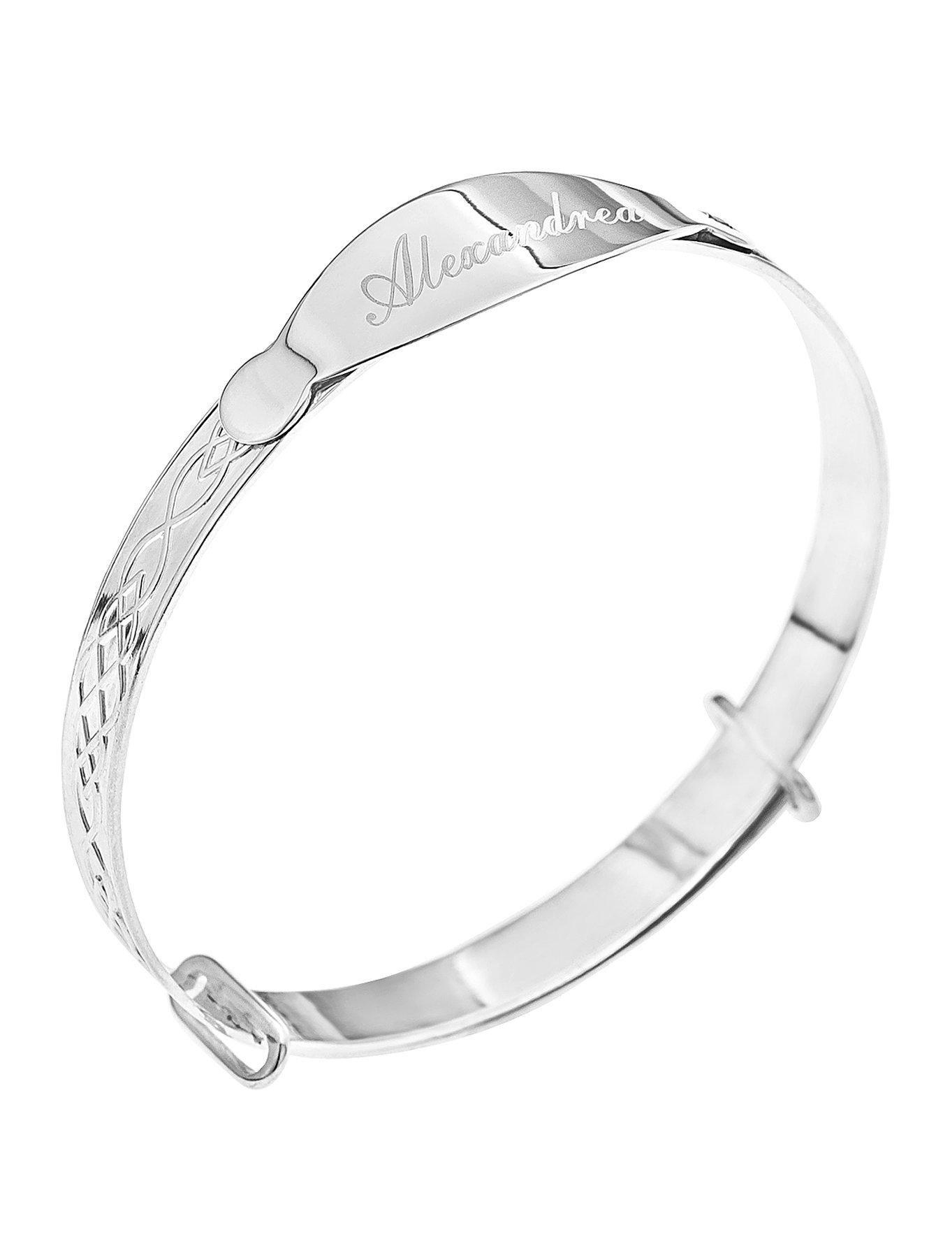 Silver baby bangle personalised outlet