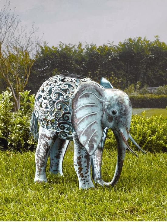front image of smart-solar-metal-silhouette-elephant