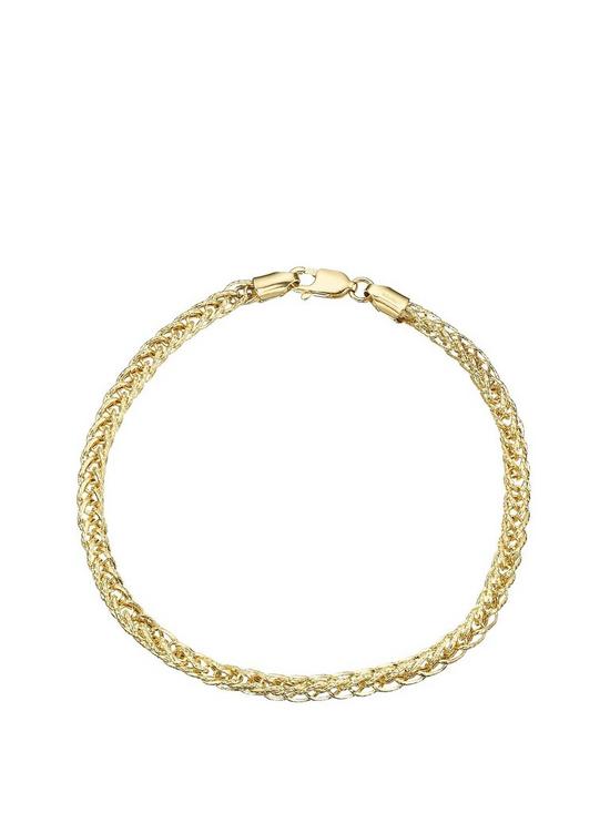 front image of love-gold-9-carat-yellow-gold-fancy-wheatchain-bracelet