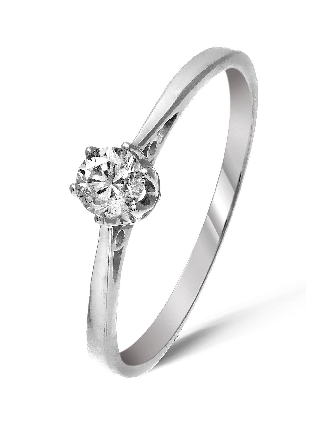 Love DIAMOND 9 Carat White Gold 25pt Diamond Solitaire Ring