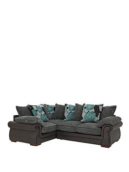 Very  Andorra Fabric And Faux Leather Left Hand Double Arm Scatter Back Corner Group Sofa