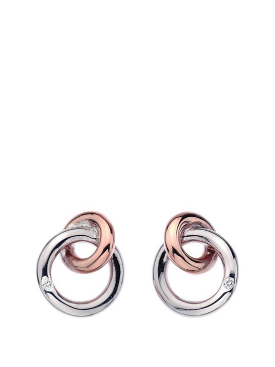 front image of hot-diamonds-eternity-sterling-silver-and-18-carat-gold-vermeil-diamond-set-interlocking-earrings
