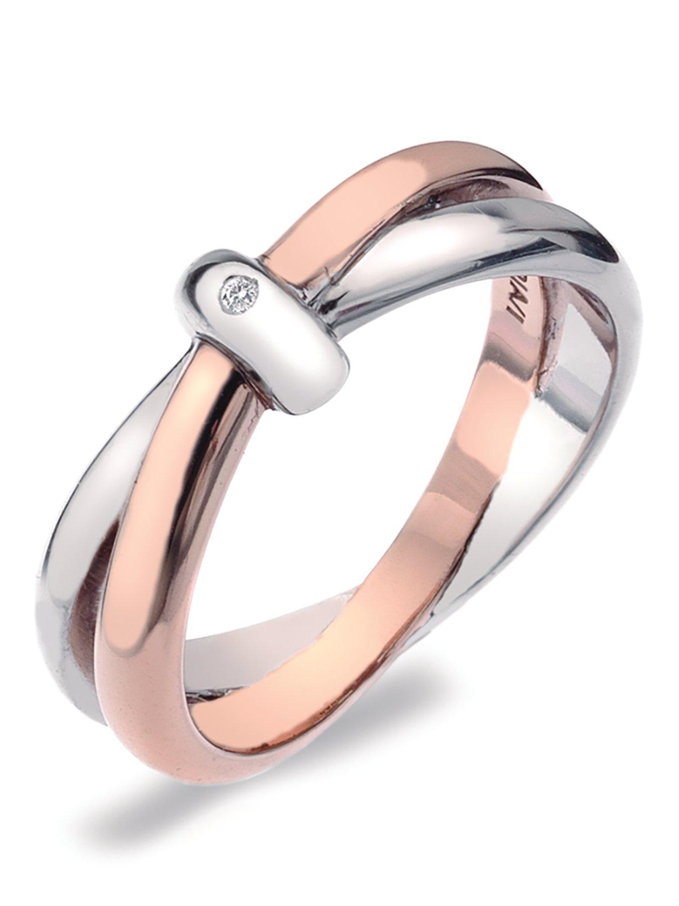 Hot Diamonds Eternity Sterling Silver and 18 Carat Gold Vermeil Diamond Set Interlocking Ring