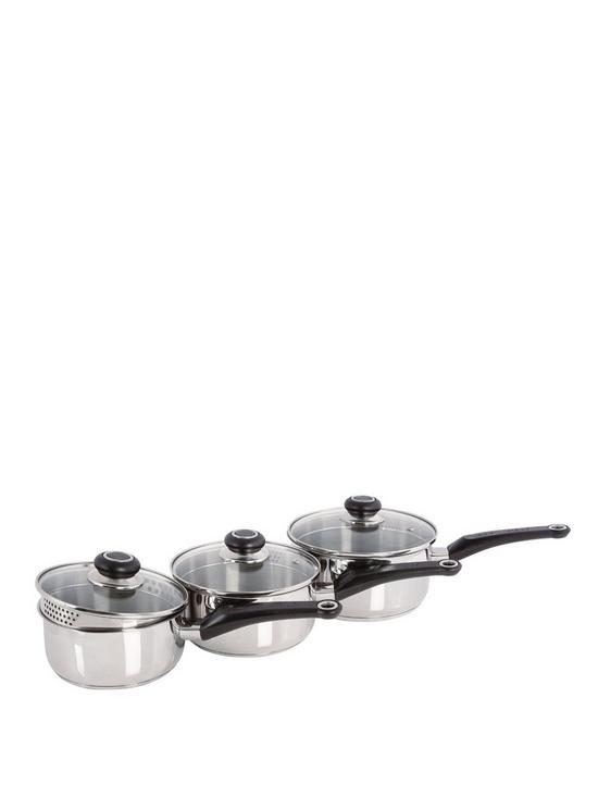 front image of morphy-richards-3-piece-stainless-steel-pan-set