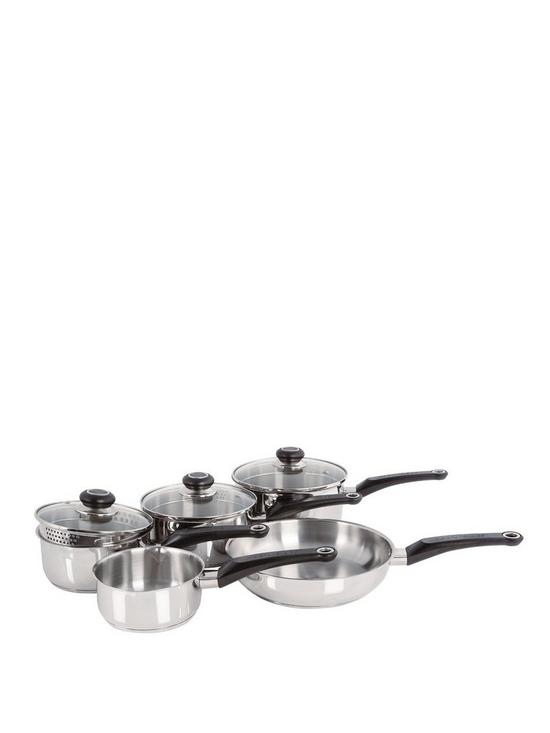 front image of morphy-richards-5-piece-stainless-steel-pan-set