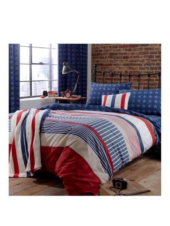 front image of catherine-lansfield-stars-and-stripes-duvet-cover-set-navy