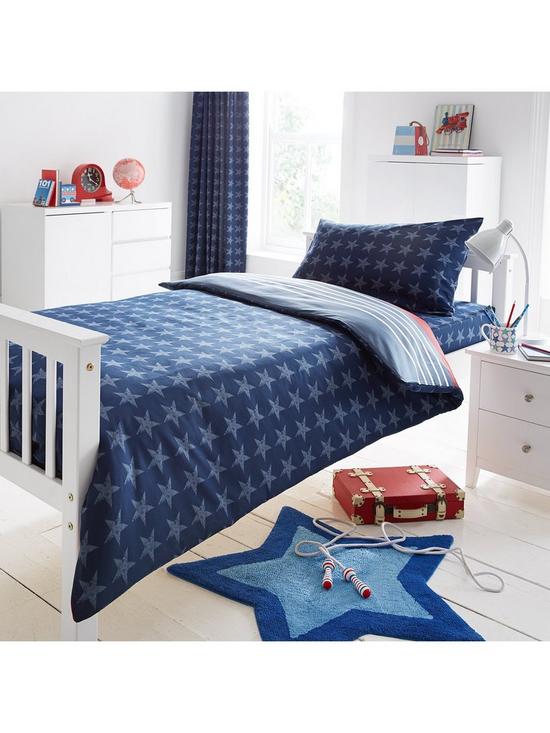 stillFront image of catherine-lansfield-stars-and-stripes-duvet-cover-set-navy