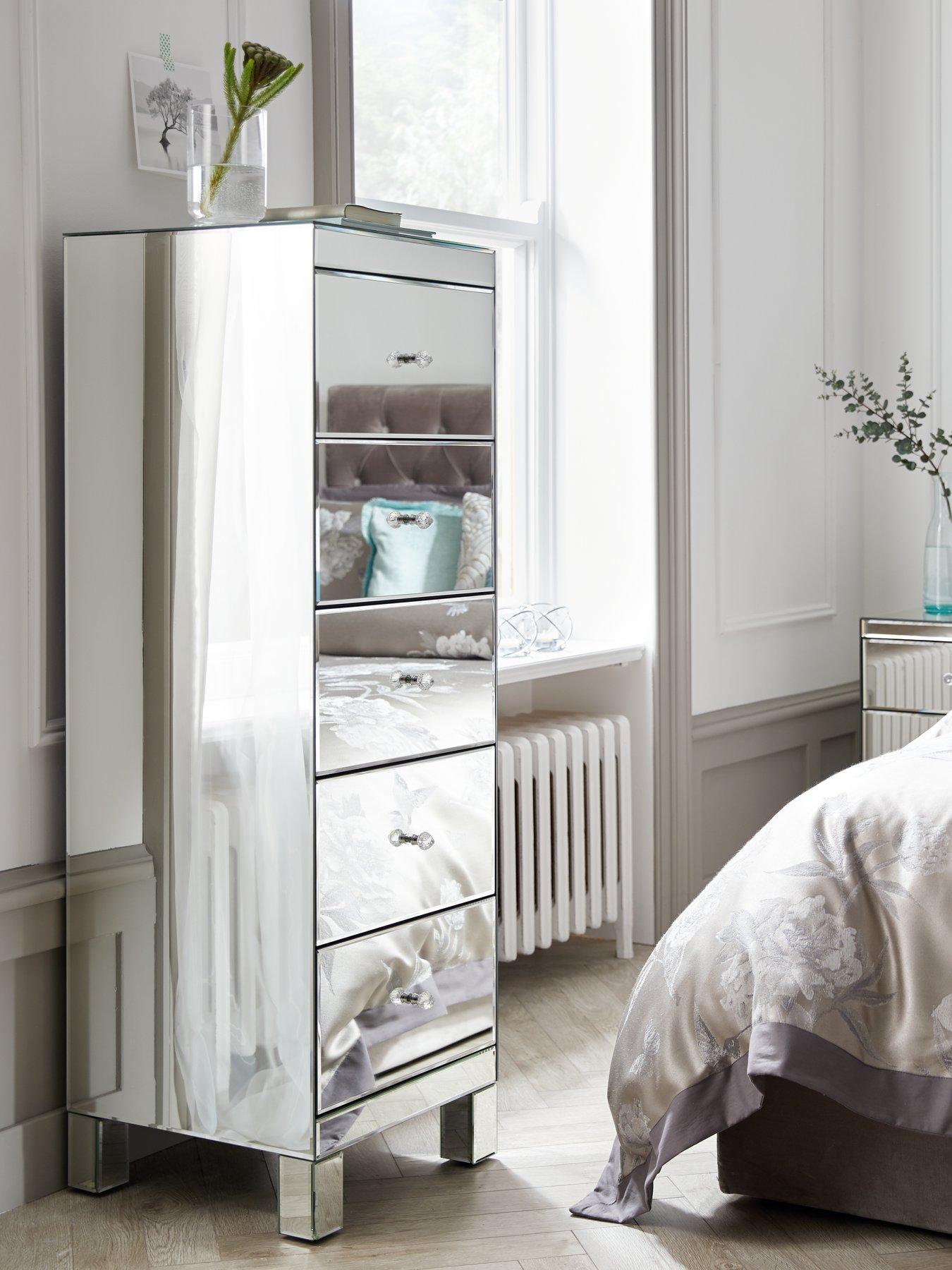 The Very Collection Parisian Ready Assembled Mirrored Tall 5 Drawer Chest - FSC® Certified