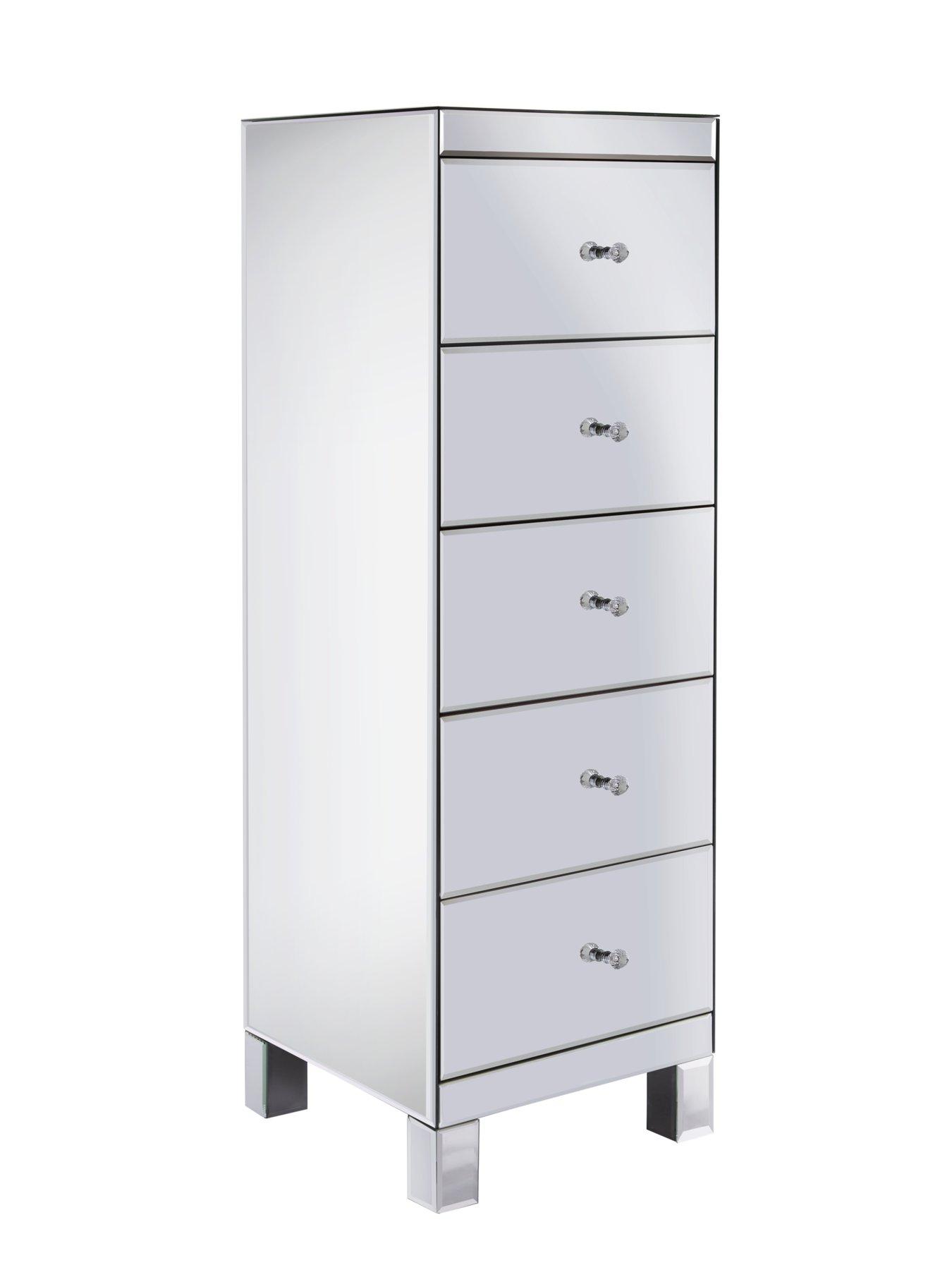 Image 3 of 7 of The Very Collection Parisian Ready Assembled Mirrored Tall 5 Drawer Chest - FSC&reg;&nbsp;Certified