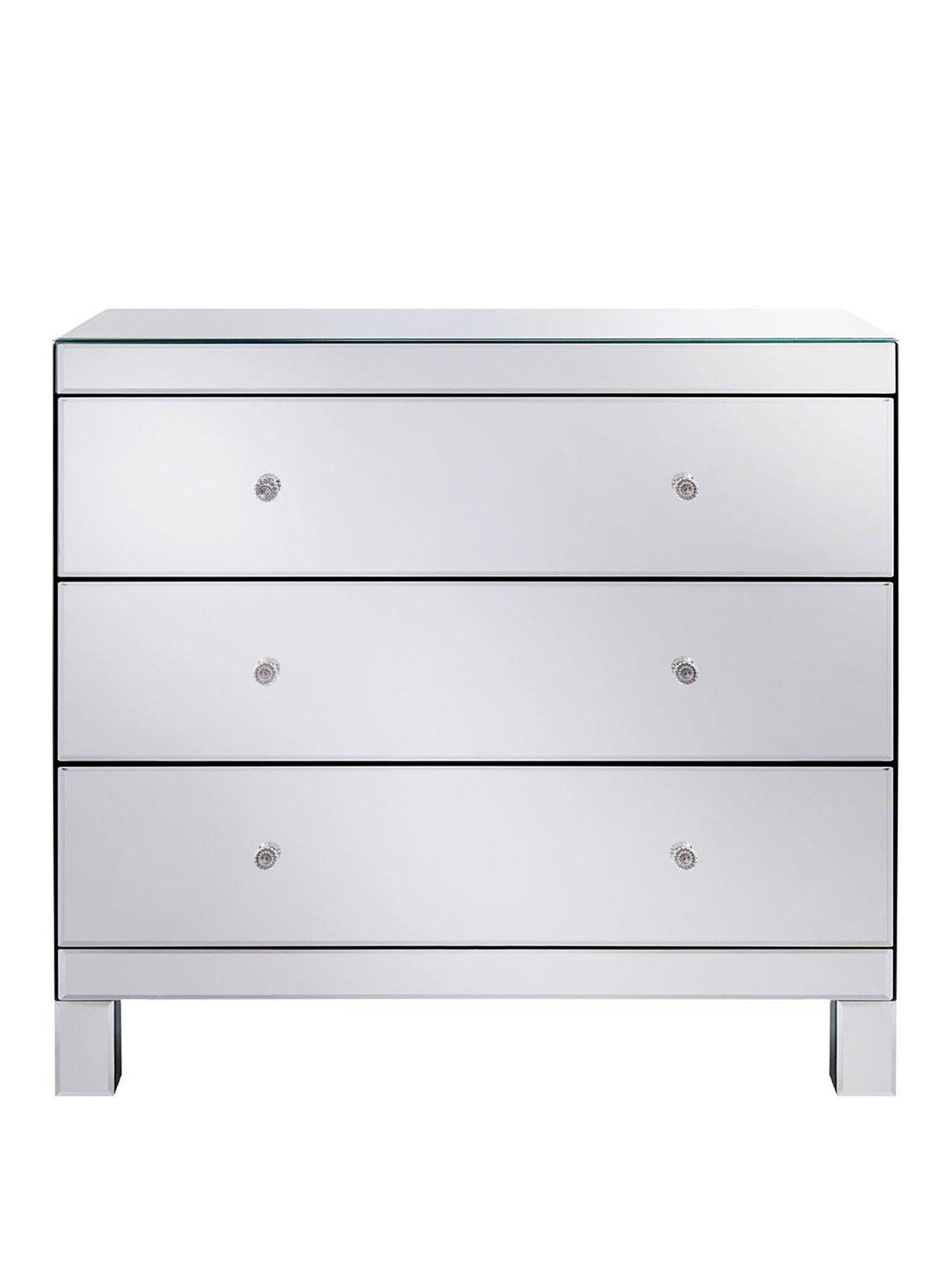 Parisian Ready Assembled Mirrored Wide 3 Drawer Chest FSC Certified