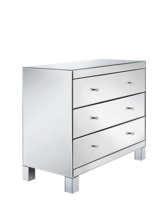 back image of parisian-ready-assembled-mirrored-wide-3-drawer-chest