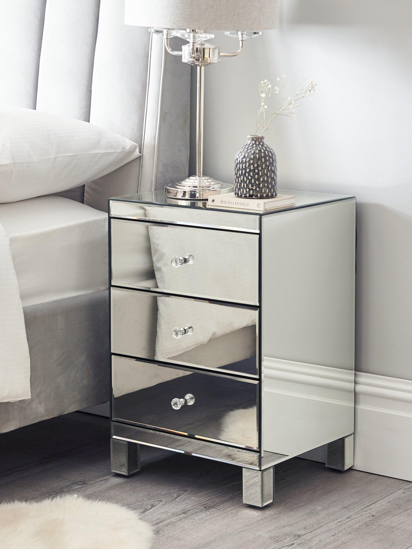 The Very Collection Parisian Mirrored 3 Drawer Ready Assembled Bedside Chest - FSC® Certified