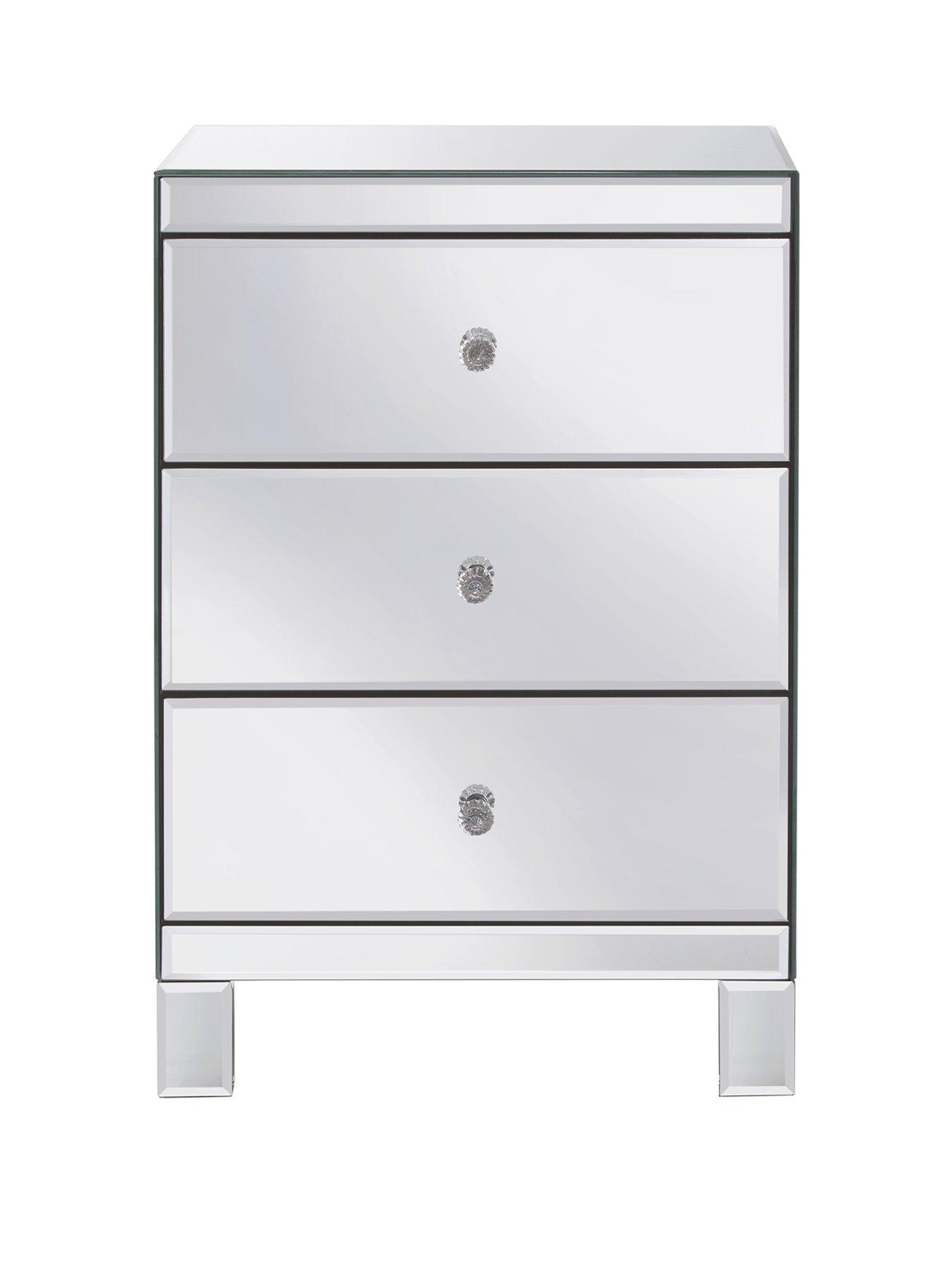 Parisian Mirrored 3 Drawer Ready Assembled Bedside Chest