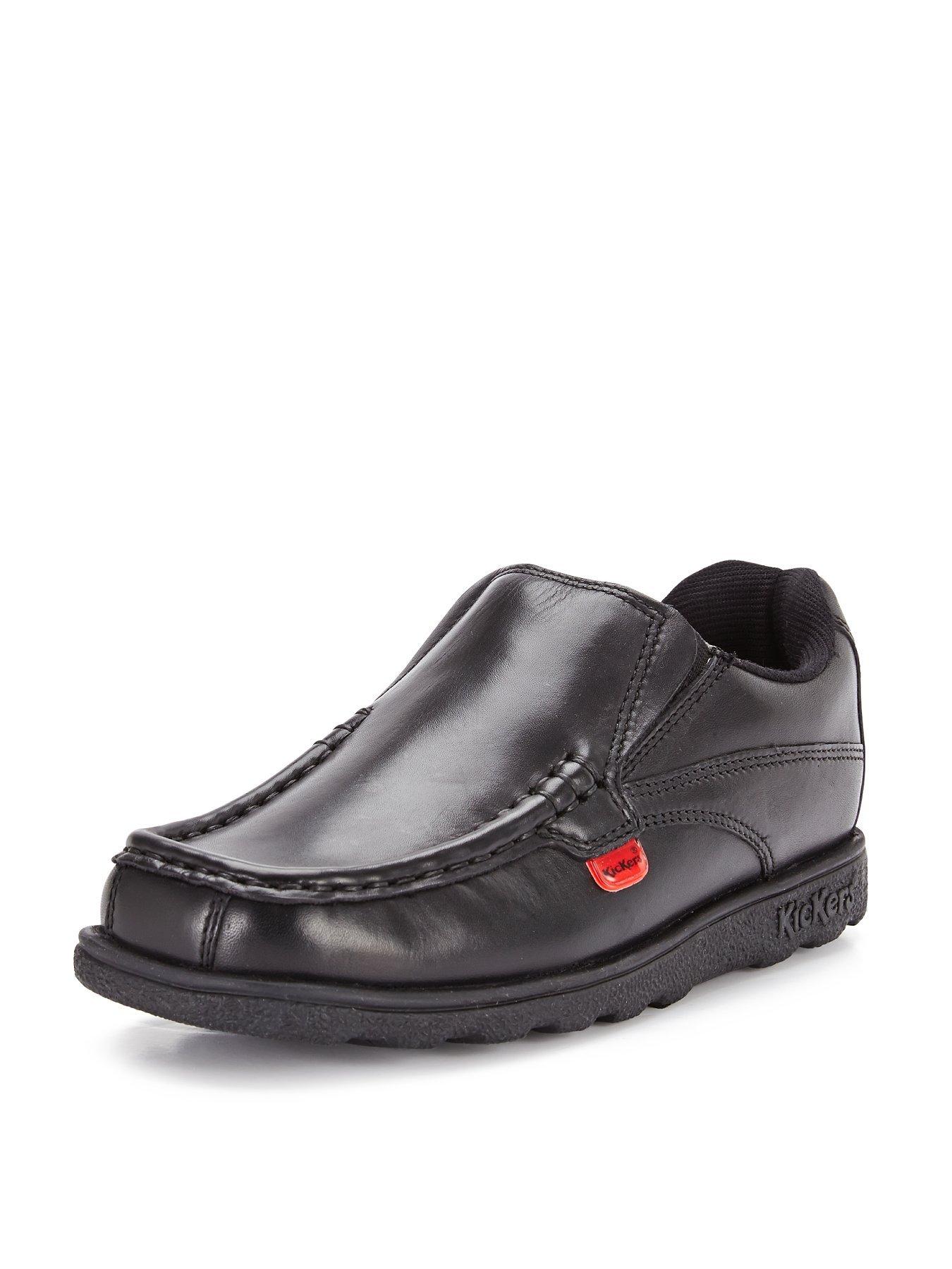 boys black slip on school shoes