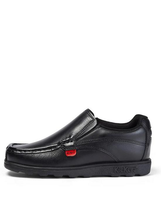 front image of kickers-boys-fragma-slip-on-school-shoes-black
