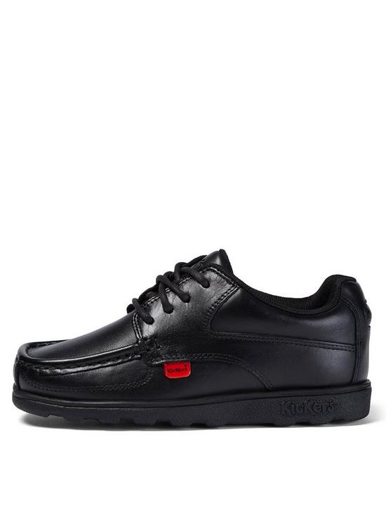 front image of kickers-fragma-lace-up-school-shoes-black