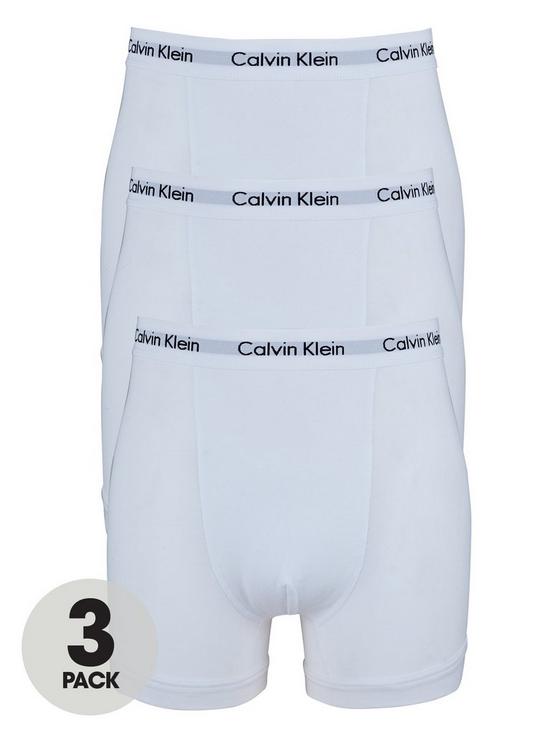 front image of calvin-klein-core-3-pack-trunks-white