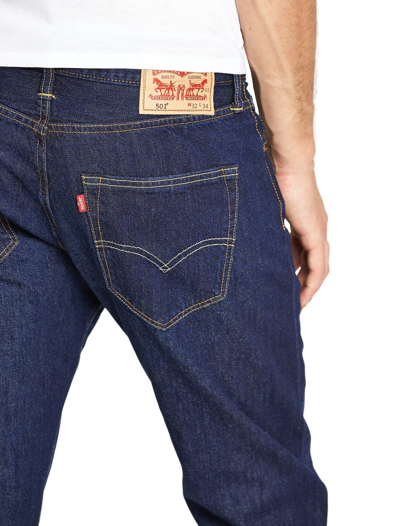 Image 4 of 5 of Levi's Mens 501 Straight Leg Button Fly Jeans - Onewash