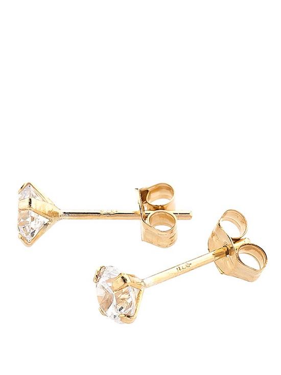 back image of love-gem-9-carat-yellow-gold-set-of-3-cubic-zirconia-stud-4-mm-earrings