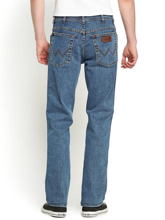 back image of wrangler-mens-texas-stretch-straight-jeans-stonewash