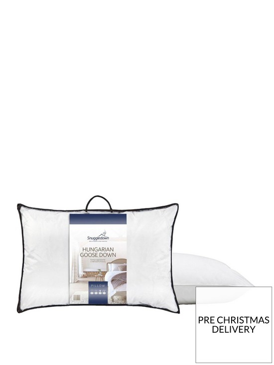 front image of snuggledown-of-norway-hungarian-goose-down-pillow-white