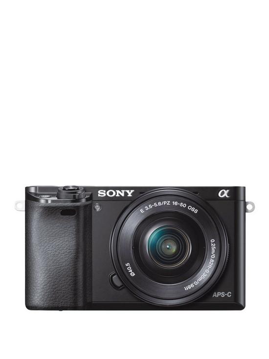 front image of sony-a6000-compact-system-camera-with-16-50mm-lens-and-55-210mm-lens-bundle-black
