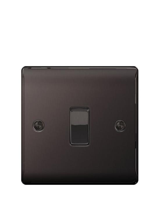 front image of british-general-electrical-raised-1g-2-way-switch-black-nickel