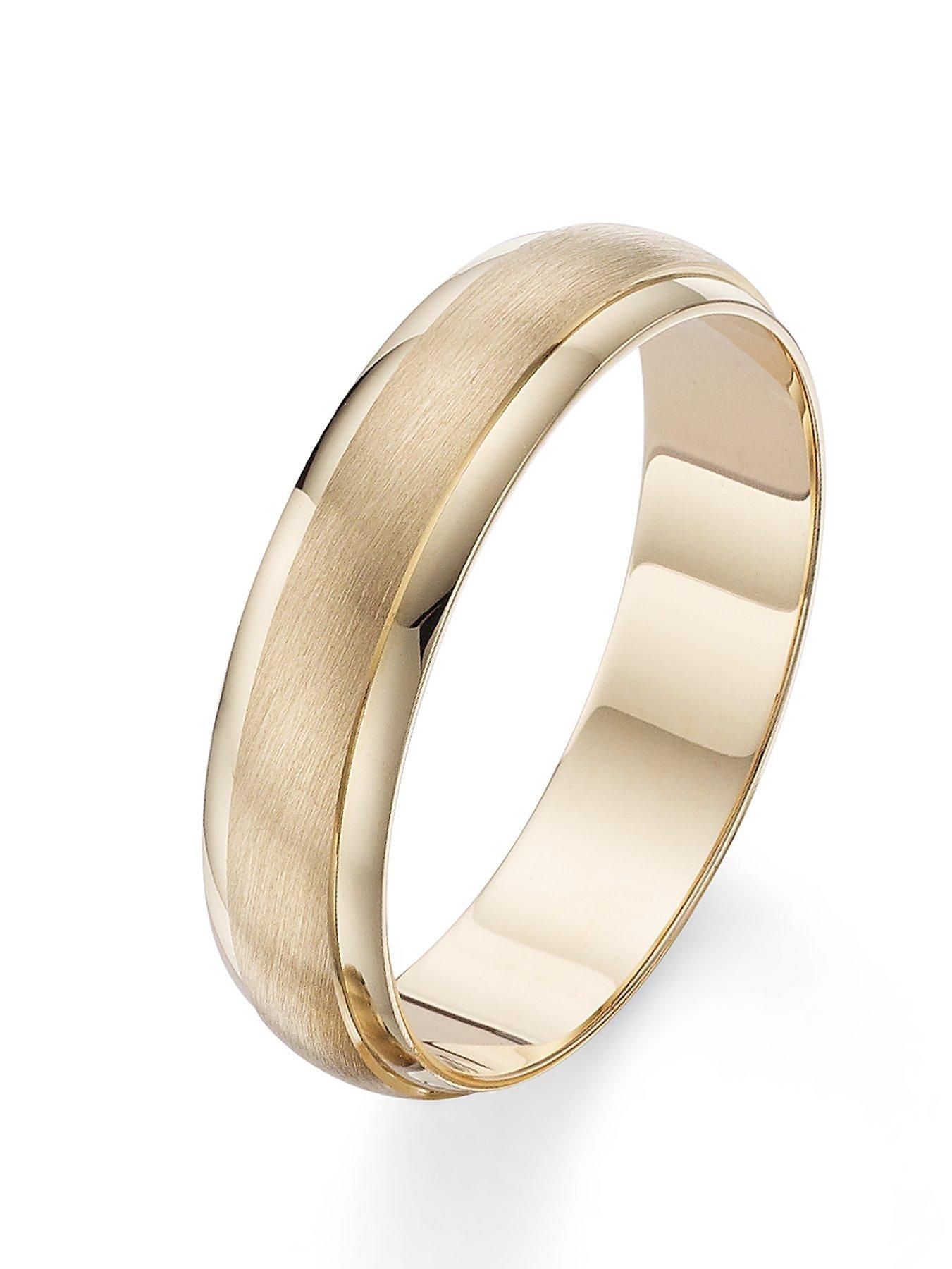 undefined 9 Carat Yellow Gold 6mm Matt and Polished Wedding Band