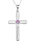  image of the-love-silver-collection-personalised-sterling-silver-birthstone-cross-pendant