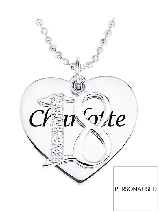 front image of the-love-silver-collection-personalised-sterling-silver-coming-of-age-cubic-zirconia-set-pendant
