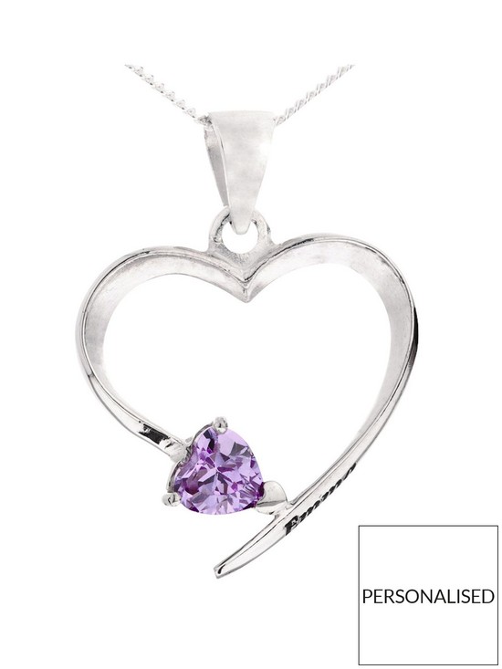 stillFront image of love-gem-personalised-sterling-silver-birth-stone-heart-pendant