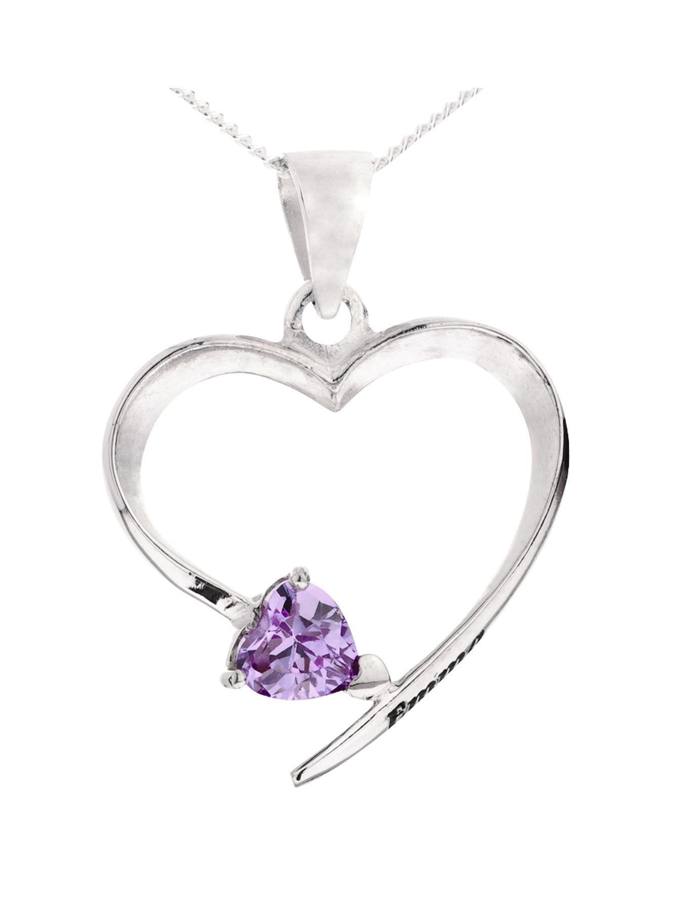 Image 2 of 6 of The Love Collection Personalised Sterling Silver Birth Stone Heart Pendant