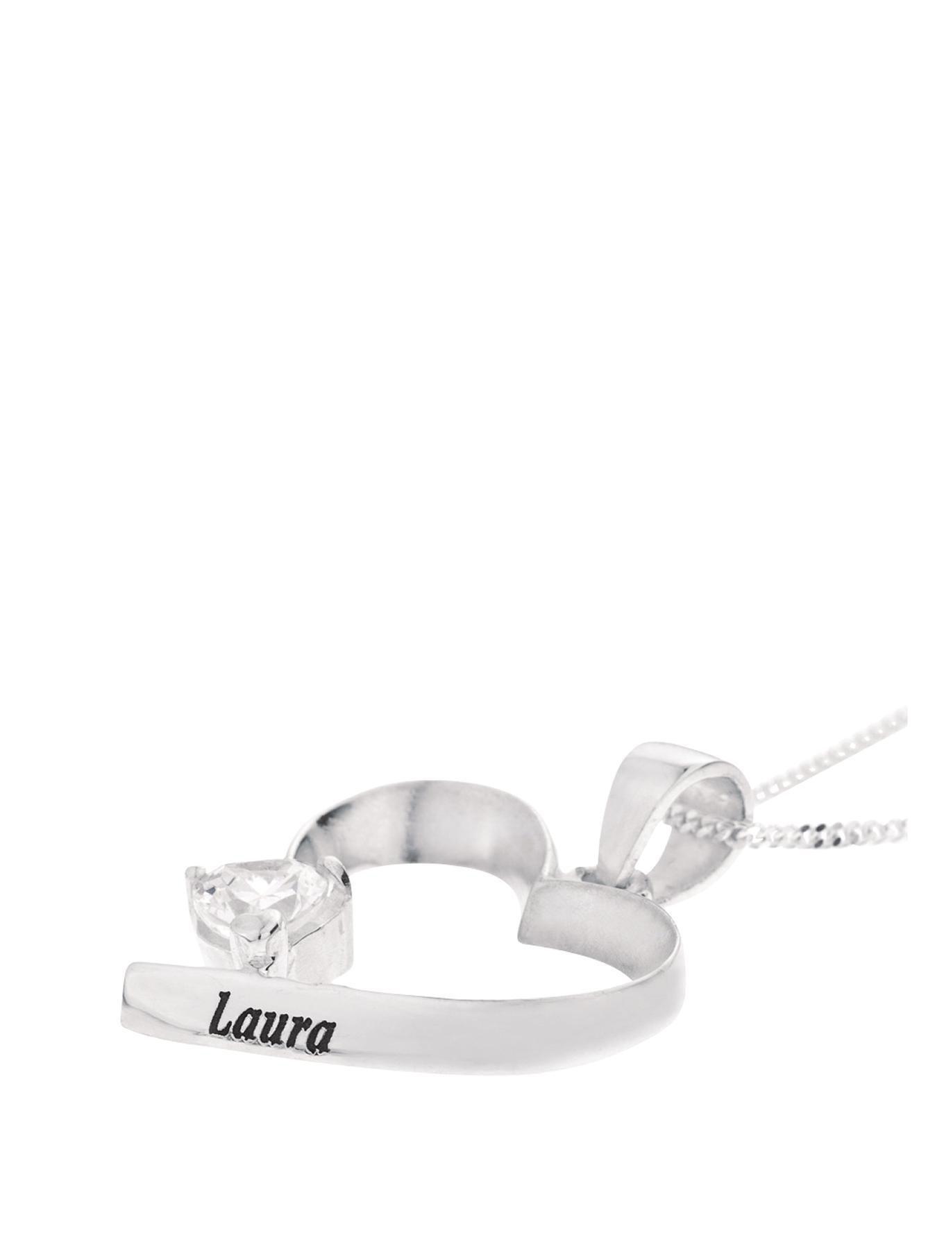 Image 5 of 6 of The Love Collection Personalised Sterling Silver Birth Stone Heart Pendant